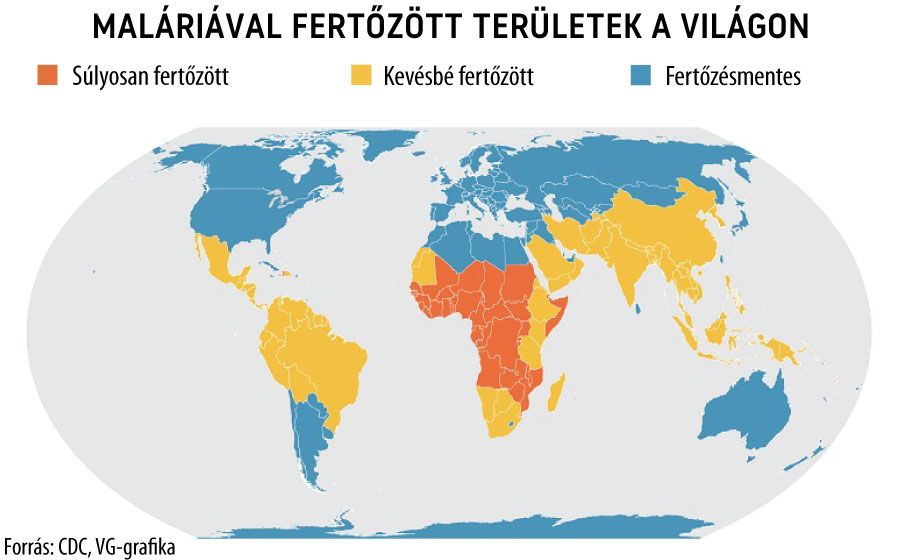 Maláriával fertőzött területek a világon