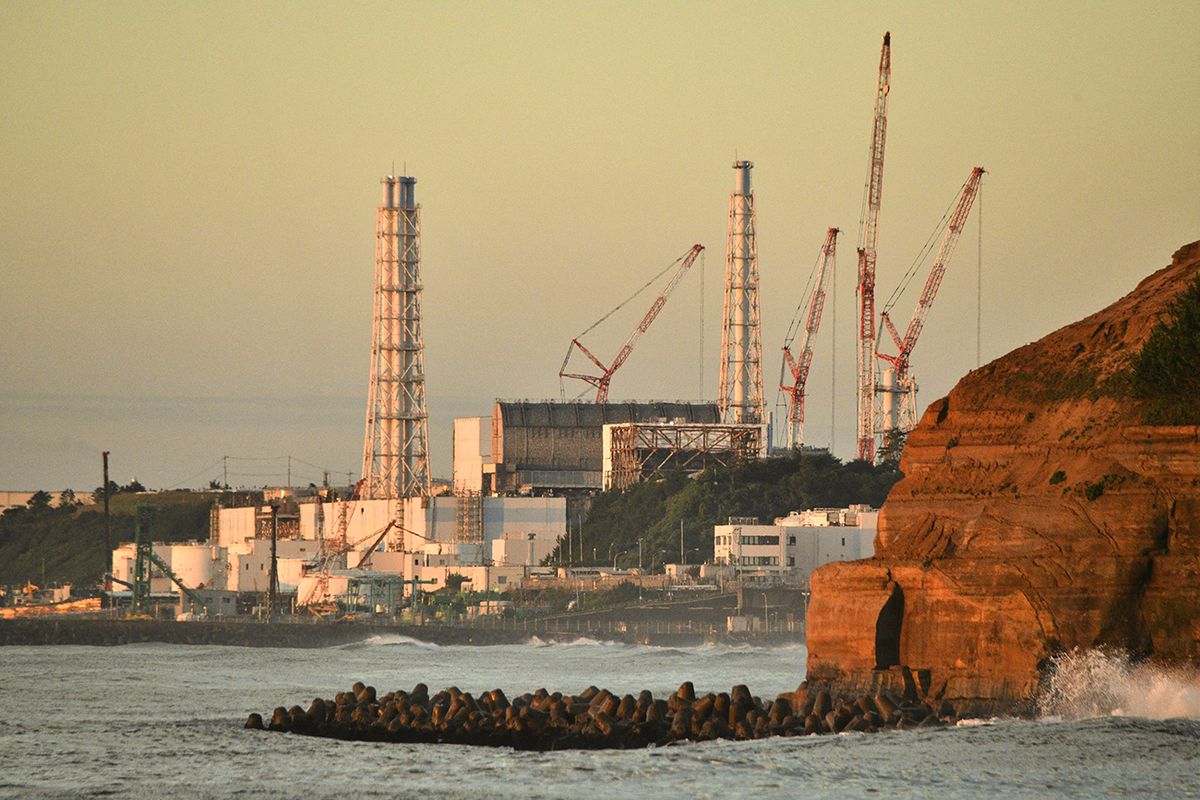 Fukushima Daiichi nuclear power plant Photo taken from Futaba in the northeastern Japan prefecture of Fukushima shows the crippled Fukushima Daiichi nuclear power plant on the morning of Aug. 29, 2022. (Photo by Kyodo News via Getty Images)