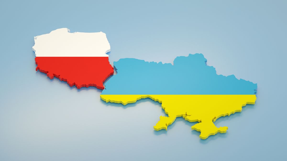 Political,Map,Of,Ukraine,And,Poland,Common,Border.,Poland,Support