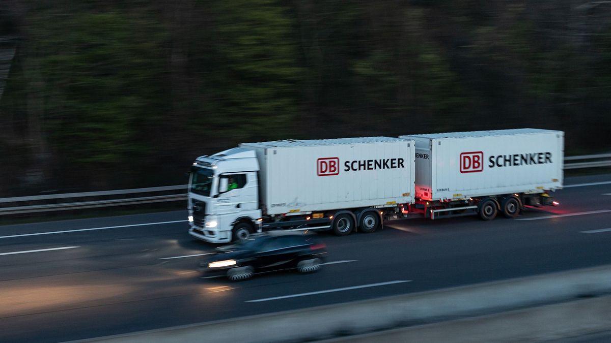 Darmstadt,germany,-,12.05.2021,Fast,Moving,Db,Schenker,Truck,On,The