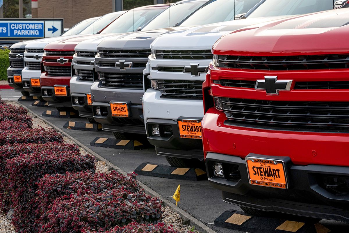 General Motors Vehicles At A Car Dealership Ahead Of Earnings Figures