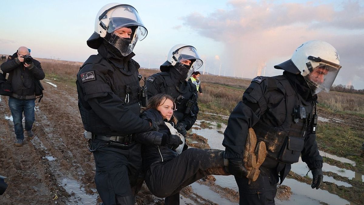 Demonstration near Garzweiler open pit mine