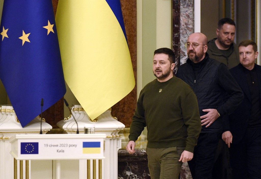 Press conference of Volodymyr Zelenskyy and Charles Michel in Kyiv Kijev