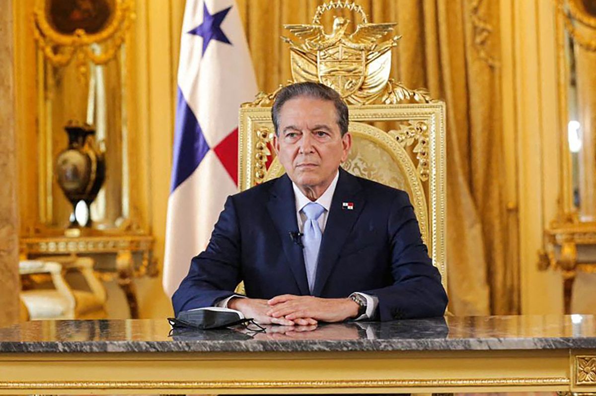 Handout picture released by the Panamanian presidency showing Panama's President Laurentino Cortizo speaking during a ceremony at the Yellow Room of Las Garzas presidential palace in Panama City, on July 11, 2022. - Cortizo announced on Monday fuel price reduction and price freeze on 10 items of the basic basket after protests took place. 