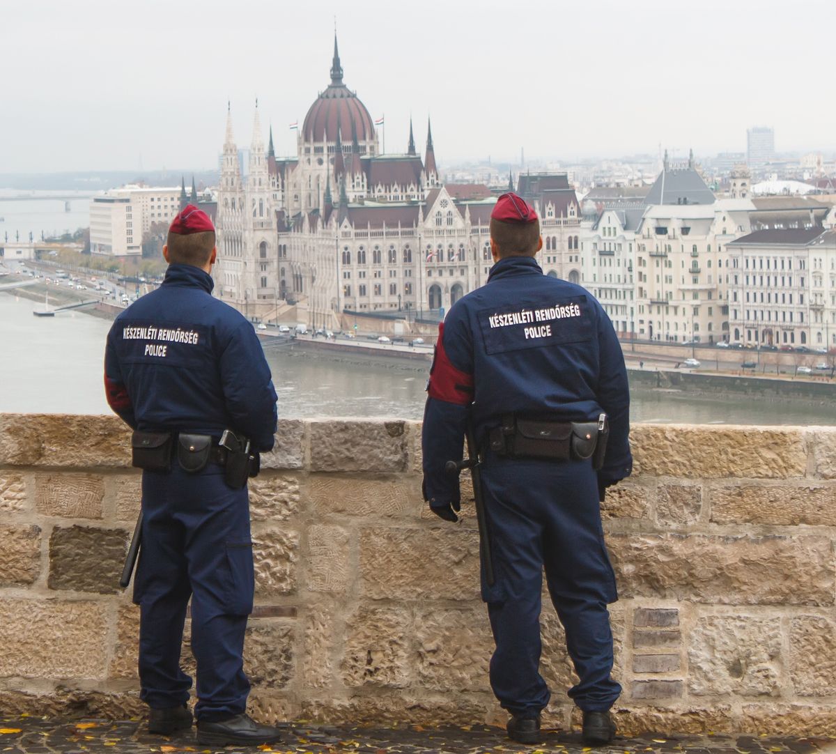 Budapest,,Hungary,-,February,12,,2015:,Two,Hungarian,Police,Officers