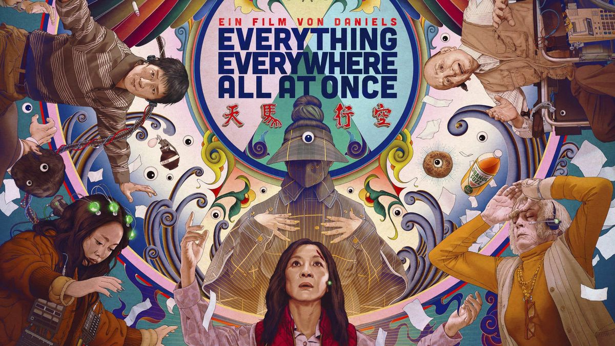 EVERYTHING EVERYWHERE ALL AT ONCE2022de Daniel Scheinert et Daniel KwanCOLLECTION CHRISTOPHEL © AGBO - Hotdog Hands - Ley Line Entertainment - Year of The Ratactionaffiche allemande 