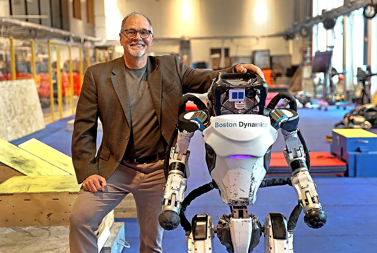 Boston Dynamics, Waltham, MA - October 26: Robert Playter, CEO of Boston Dynamics, with Atlas. (Photo by David L. Ryan/The Boston Globe via Getty Images)
