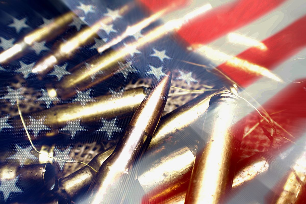 American Flag With Bullets Representing War