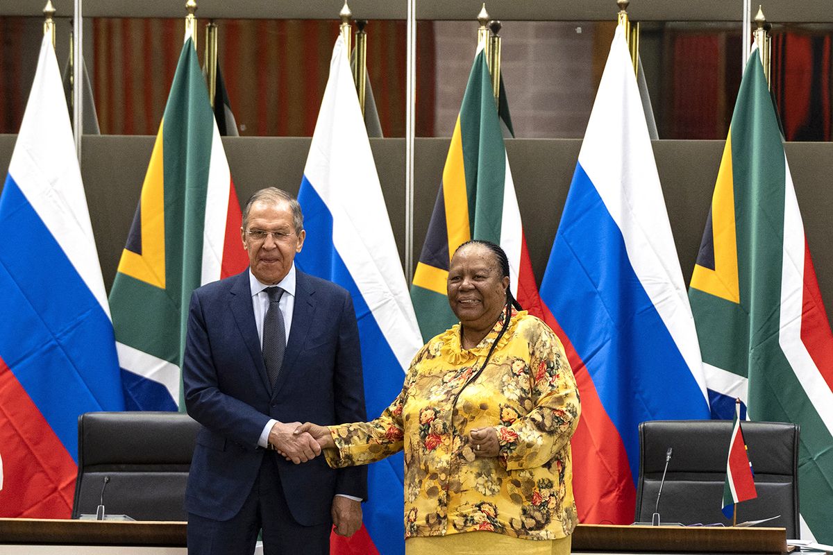 Russian Foreign Minister Sergey Lavrov in South Africa PRETORIA, SOUTH AFRICA - JANUARY 23: Russian Foreign Minister Sergey Lavrov (L) meets South African Foreign Minister Naledi Pandor (R) during his official visit in Pretoria, South Africa on January 23, 2023. Ihsaan Haffejee / Anadolu Agency (Photo by IHSAAN HAFFEJEE / ANADOLU AGENCY / Anadolu Agency via AFP)