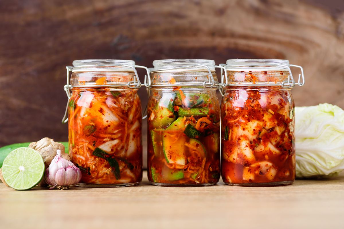 Kimchi,Cabbage,,Cucumber,And,Radish,In,A,Jar,,Korean,Food