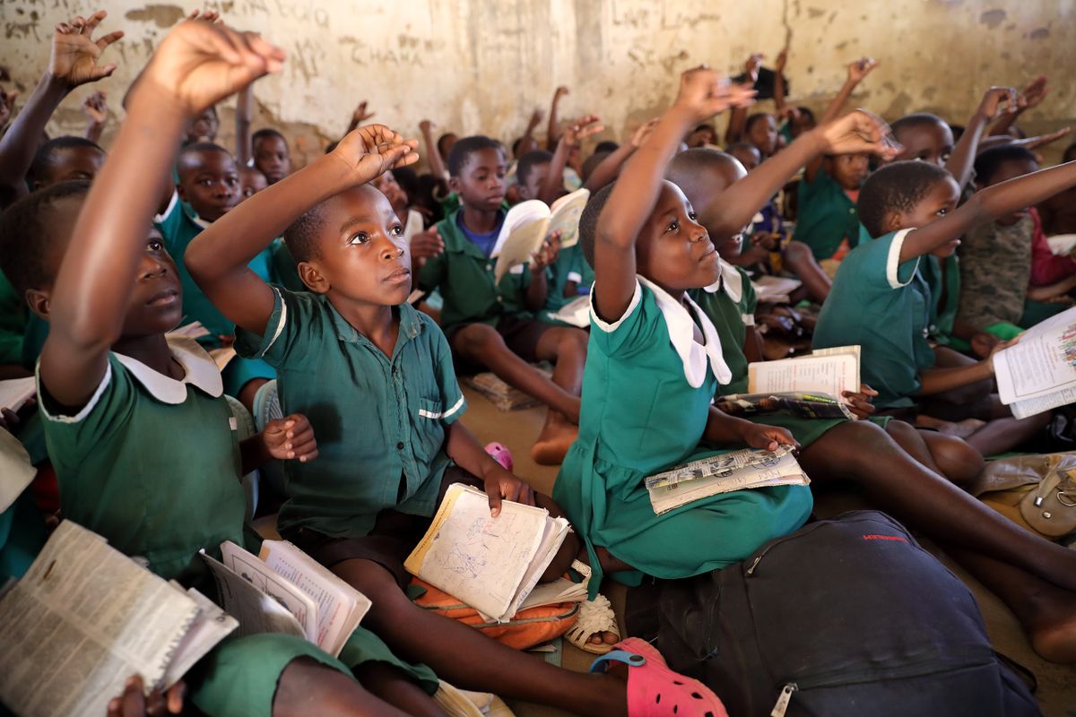 NKHOTAKOTA, MALAWI - JUNE 14, 2018: Unidentified students in a classroom of a primary school in Nkhotakota. Malawi is one of the poorest countries in the world.