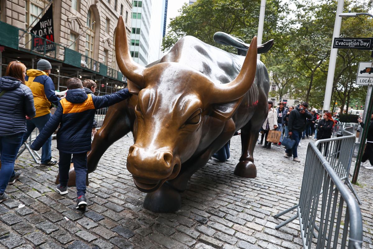 Charging Bull sculpture in New York City, United States on October 23, 2022. 