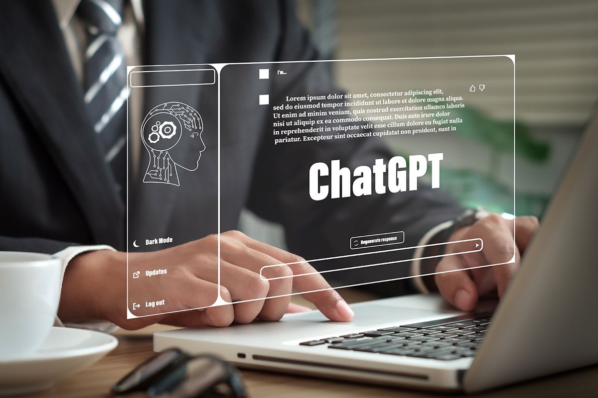 Chatgpt,Chat,With,Ai,Or,Artificial,Intelligence.,Young,Businessman,Chatting ChatGPT Chat with AI or Artificial Intelligence.  Young businessman chatting with a smart AI or artificial intelligence using an artificial intelligence chatbot developed by OpenAI.