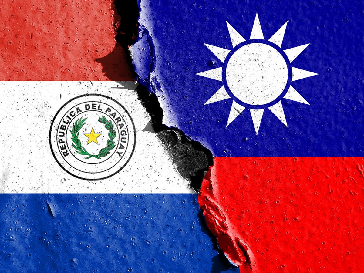Diplomatic,Relations,Between,Paraguay,And,Taiwan.,Flags,Of,The,Two Diplomatic relations between Paraguay and Taiwan. Flags of the two countries, 3d illustration