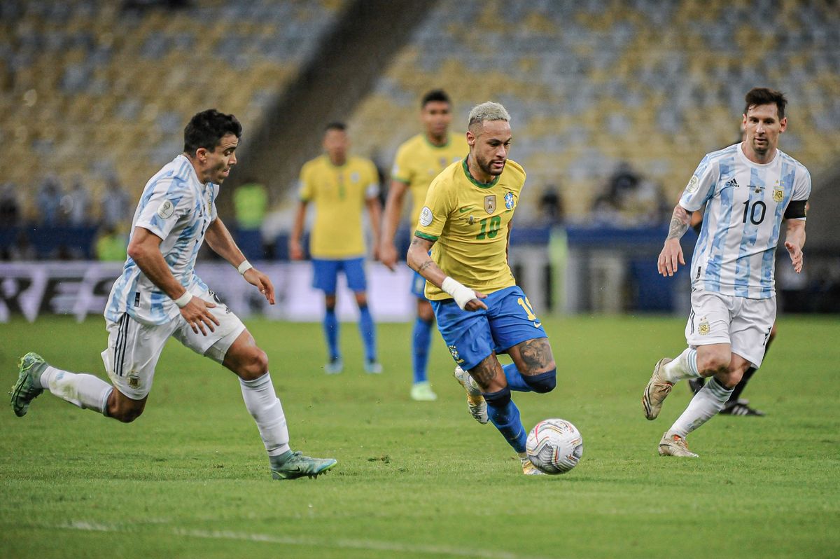 The player Neymar do Brasil, during a match against Argentina valid for the Final of the Copa America 2021, at the Maracană stadium in Rio de Janeiro, on Saturday night, 10. 