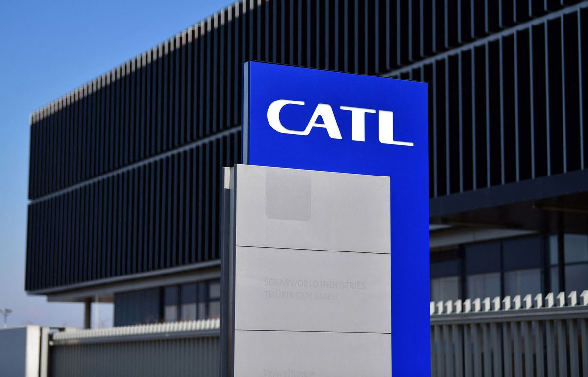 CATL builds battery cell factory in Thuringia, 02 April 2020, Thuringia, Ichtershausen: The company "Contemporary Amperex Technology Thuringia GmbH" is located in the former Solarworld building in the Robert-Bosch-Straße at the Erfurter Kreuz. CATL has started construction work on a battery cell factory near Arnstadt. Up to 1.8 billion euros are to be invested in the factory in Thuringia over the next five years. Photo: Martin Schutt/dpa-Zentralbild/ZB (Photo by MARTIN SCHUTT / dpa-Zentralbild / dpa Picture-Alliance via AFP) CATL builds battery cell factory in Thuringia