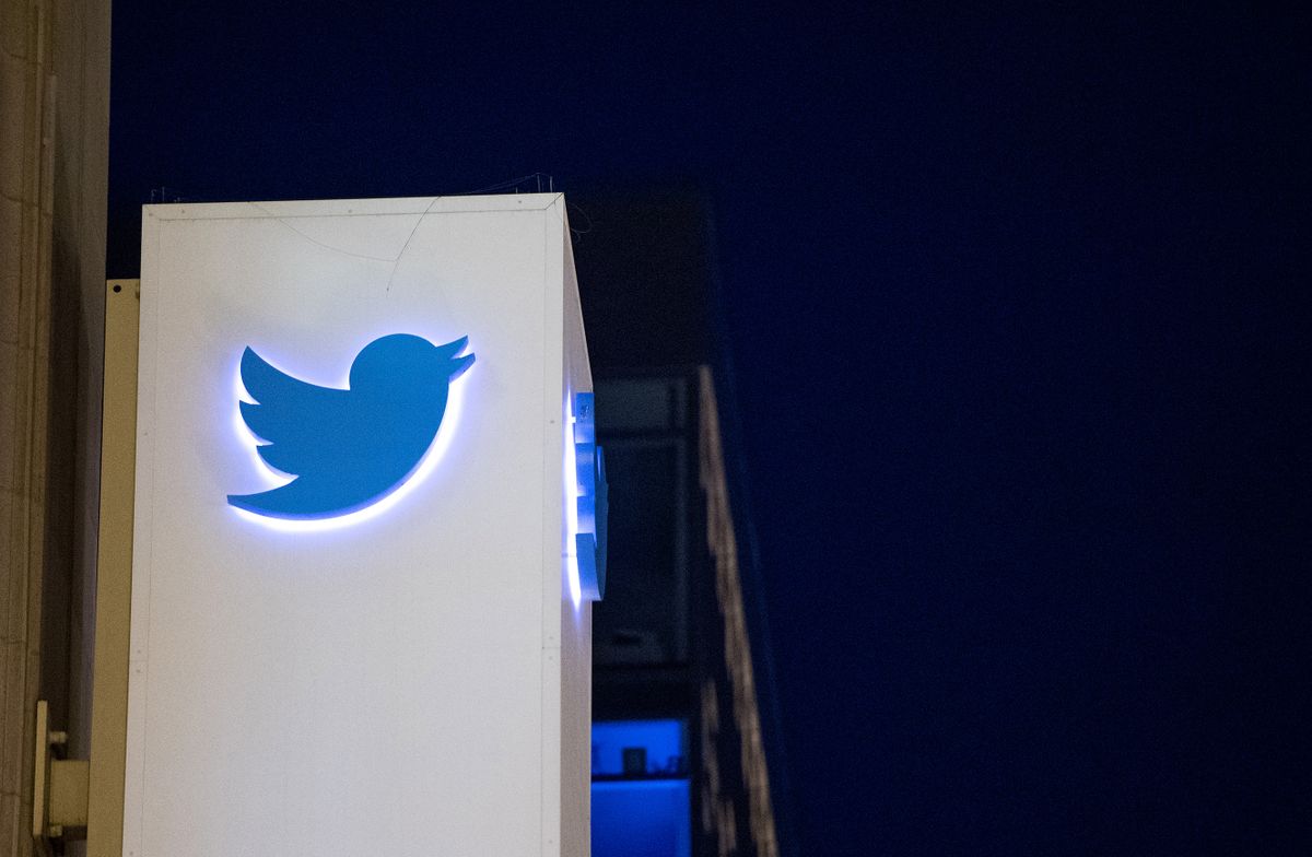 The Twitter logo is seen on a sign at the company's  headquarters in San Francisco, California on November 4, 2016. 