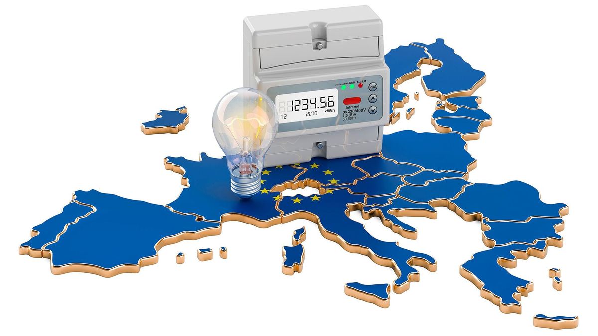 Electric,Energy,Consumption,In,The,European,Union,,3d,Rendering,Isolated