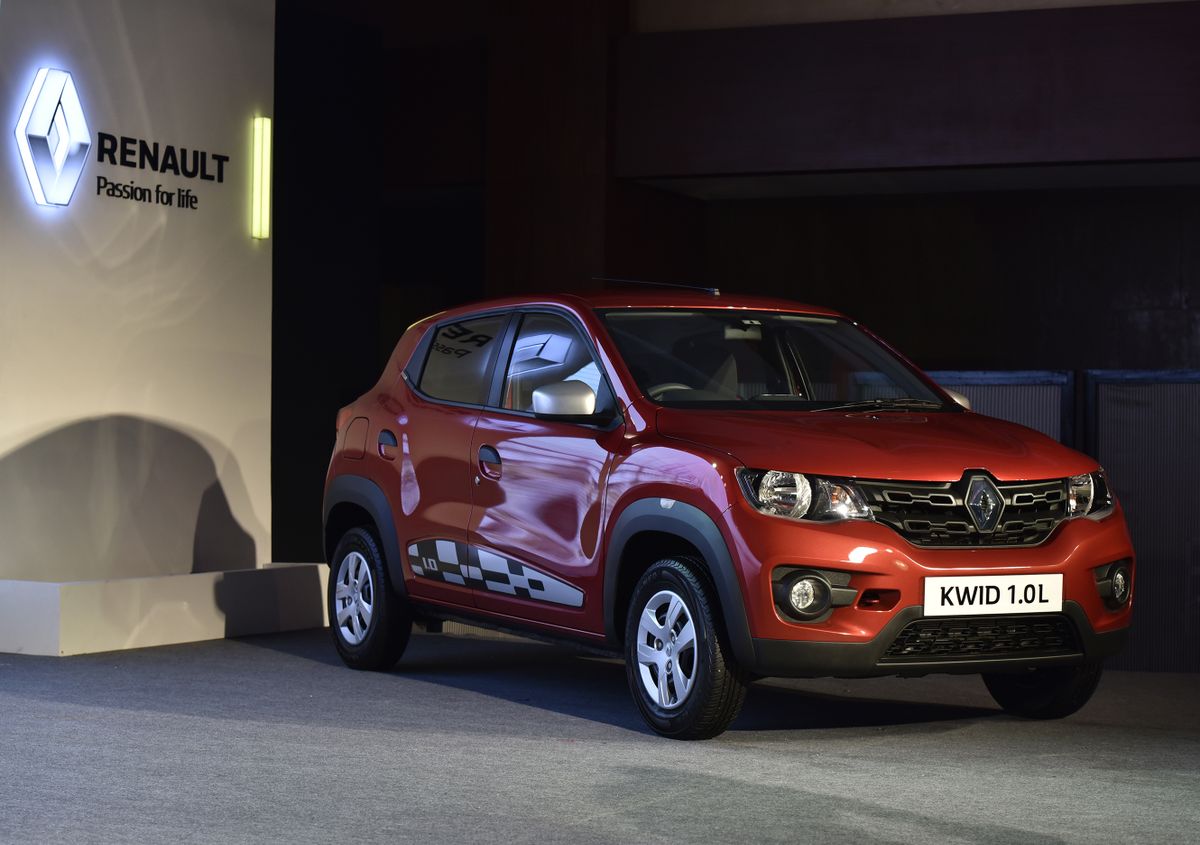 NEW DELHI, INDIA - AUGUST 22: Renault launches Kwid with 1.0L Smart Control Efficiency (SCe) Engine on August 22, 2016 in New Delhi, India. 
