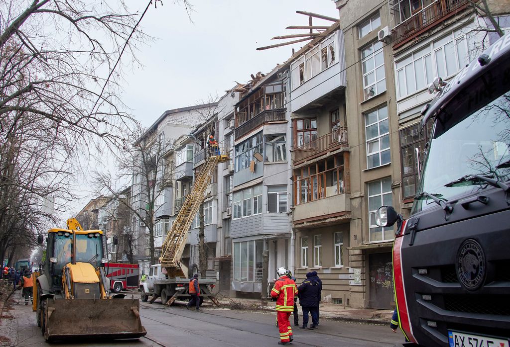 Harkiv, 2023. január 30.Egy találatot kapott lakóház lakásának belseje a Harkiv elleni újabb orosz rakétatámadást követően 2023. január 30-án. A mostani támadásban egy ember életét vesztette, többen megsebesültek.