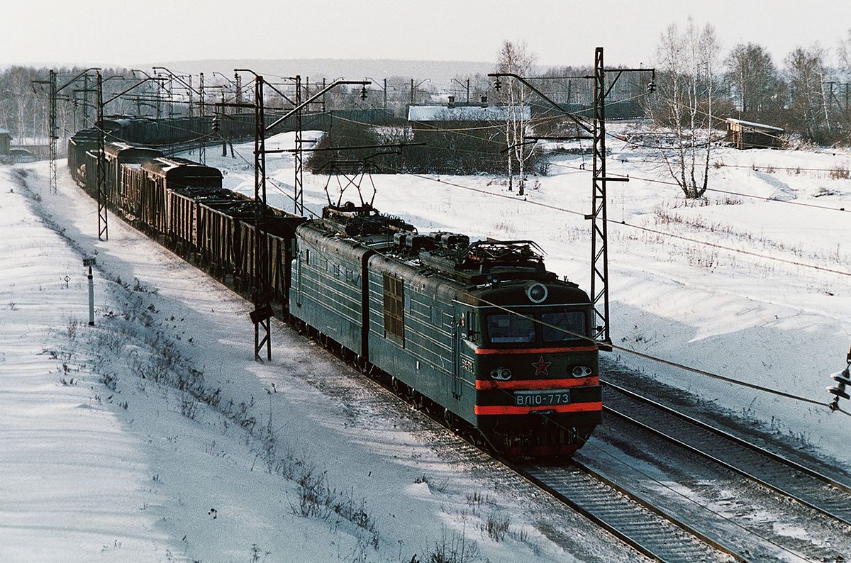 Train on the Trans-Siberian railway, landscape Train on the Trans-Siberian railway, snowy landscape, Russia.