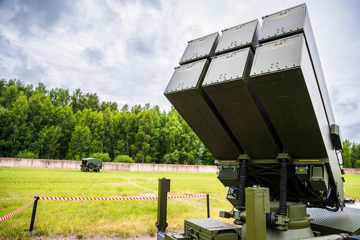 Siauliai Lithuania 2022-07-06 NASAMS is a distributed and networked short- to medium-range ground-based air defense system. Developed by Kongsberg Defence  Aerospace and Raytheon.