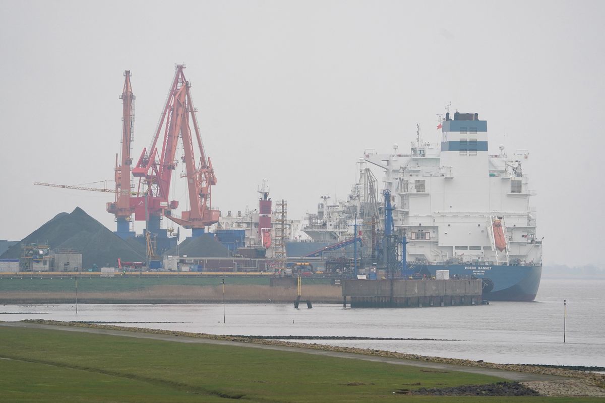 20 January 2023, Schleswig-Holstein, Brunsbüttel: The floating LNG terminal "Höegh Gannet" in Brunsbüttel.