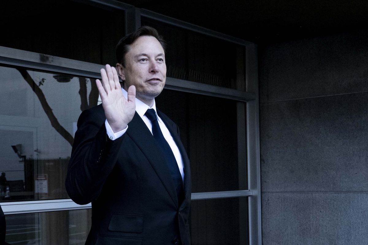 Elon Musk, chief executive officer of Tesla Inc., departs court in San Francisco, California, US, on Tuesday, Jan. 24, 2023. Investors suing Tesla and Musk argue that his August 2018 tweets about taking Tesla private with funding secured were indisputably false and cost them billions of dollars by spurring wild swings in Tesla's stock price. 