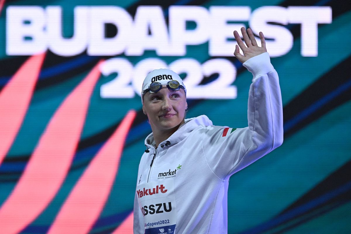 Hungary's Katinka Hosszu prepares to compete in the women's 400m medley finals during the Budapest 2022 World Aquatics Championships at Duna Arena in Budapest on June 25, 2022. 