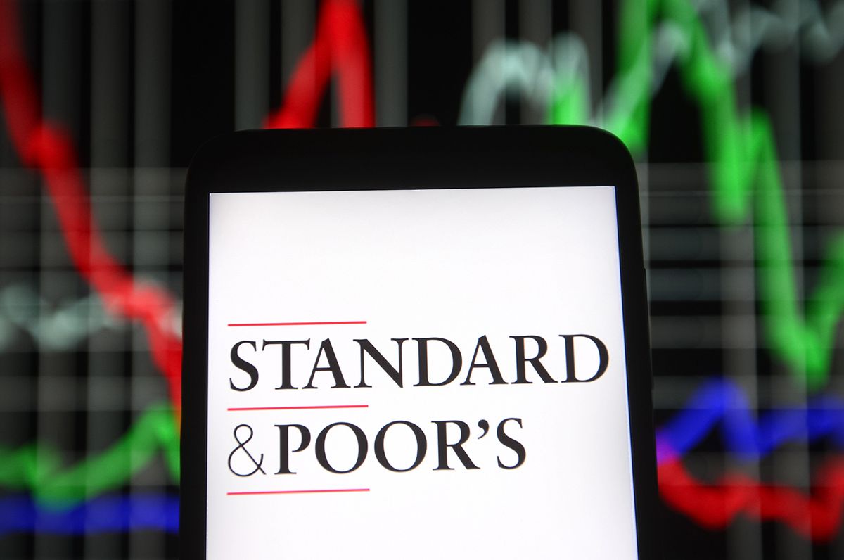 In this photo illustration, Standard & Poor's (S&P) logo is