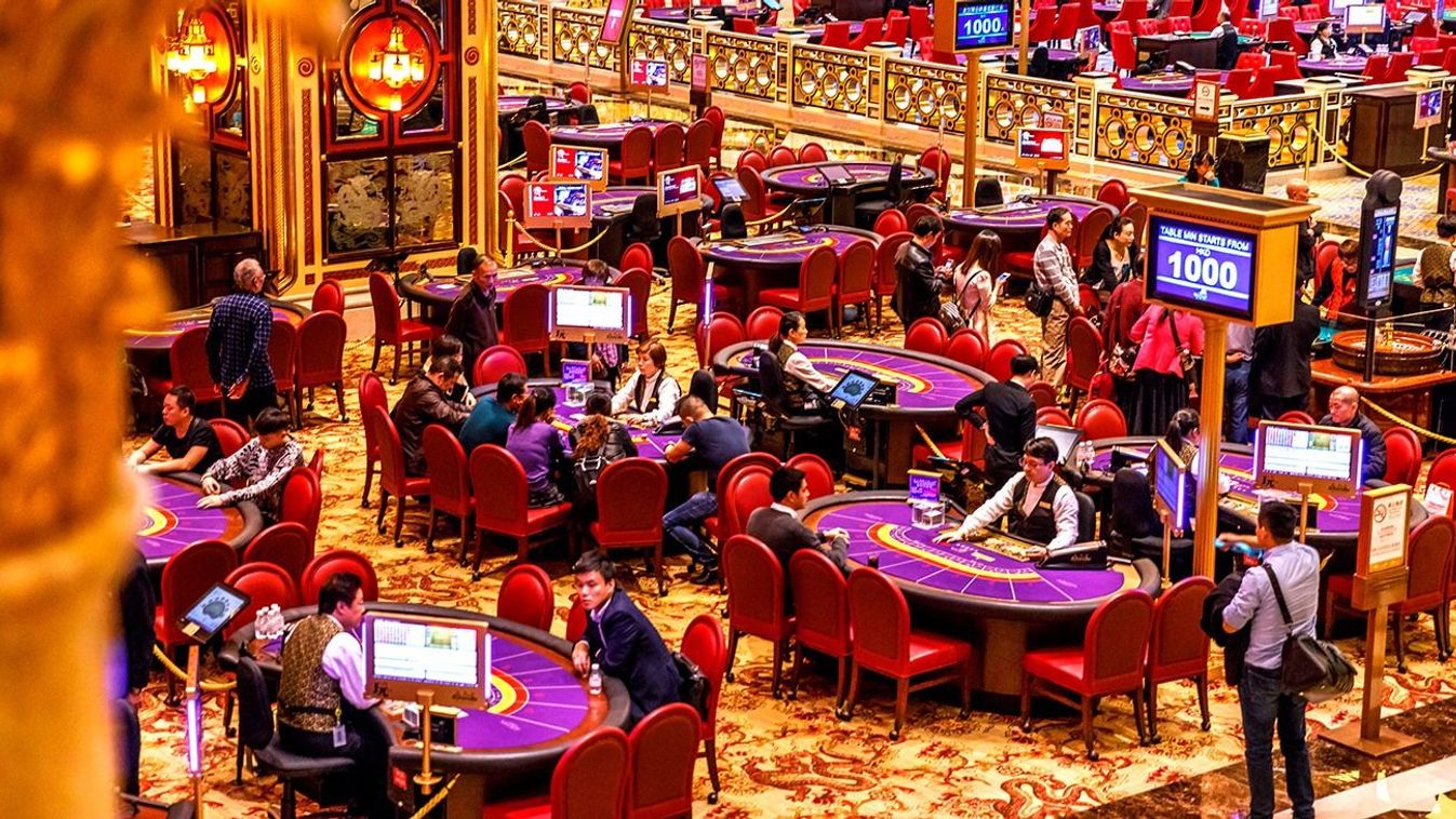 Macau,,China,-,December,9,,2016:,Aerial,View,Of,Blackjack Macau, China - December 9, 2016: aerial view of blackjack tables and gamblers inside The Venetian Casino in Macau. Macau is the capital of casinos and Asian gambling and, now, in the world.