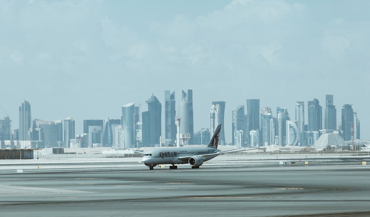 Doha,,Qatar,-,January,2,,2018:,Qatar,Airways,Aircraft,With