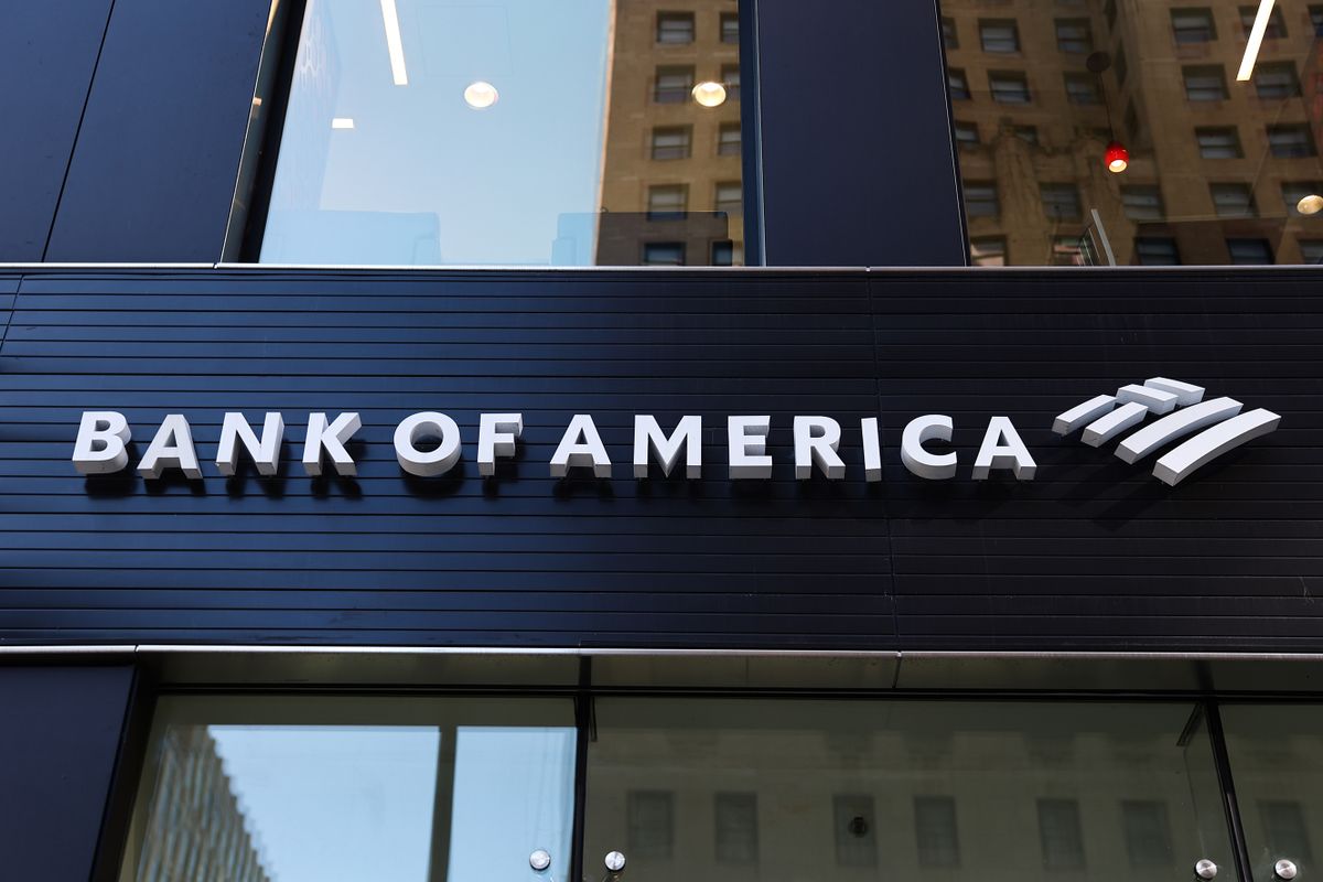 Bank of America logo is seen on the building in Chicago, United States on October 19, 2022. 