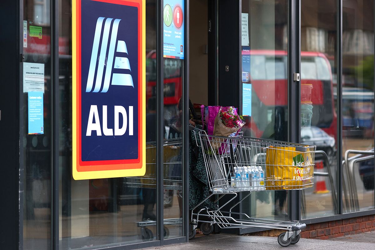 UK Retail Sales Fall as Cost of Living Crisis Hits Food Spending A customer pushes a shopping trolley full of groceries at an Aldi Stores Ltd. supermarket in London, UK, on Friday, June 24, 2022. The Office for National Statistics said Friday the volume of goods sold in stores and online fell 0.5% in May, as soaring food prices forced consumers to cut back on spending in supermarkets. Photographer: Hollie Adams/Bloomberg via Getty Images