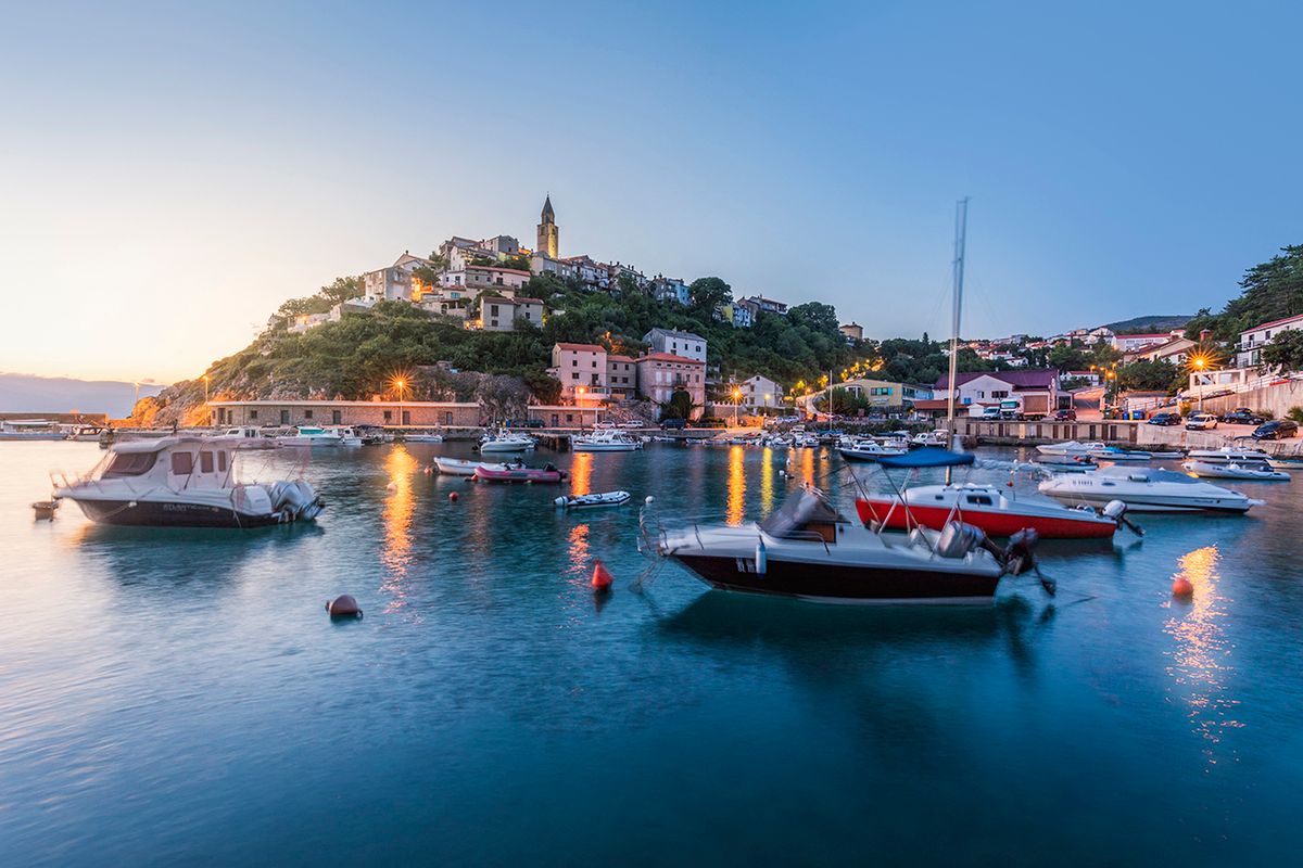 Harbour and historic town of Vrbnik, Krk island, Kvarner bay, Croatia (Photo by Moreno Geremetta / mauritius images / mauritius images via AFP)