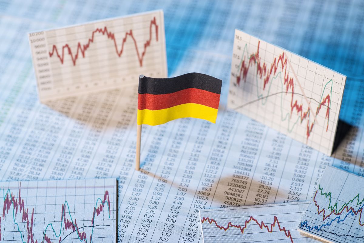 German,Flag,With,Rate,Tables,And,Graphs,For,Economic,Development.