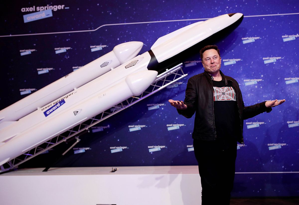 SpaceX
Elon Musk Awarded With Axel Springer Award 2020 In Berlin BERLIN, GERMANY DECEMBER 01:  SpaceX owner and Tesla CEO Elon Musk arrives on the red carpet for the Axel Springer Award 2020 on December 01, 2020 in Berlin, Germany.  (Photo by Hannibal Hanschke-Pool/Getty Images)