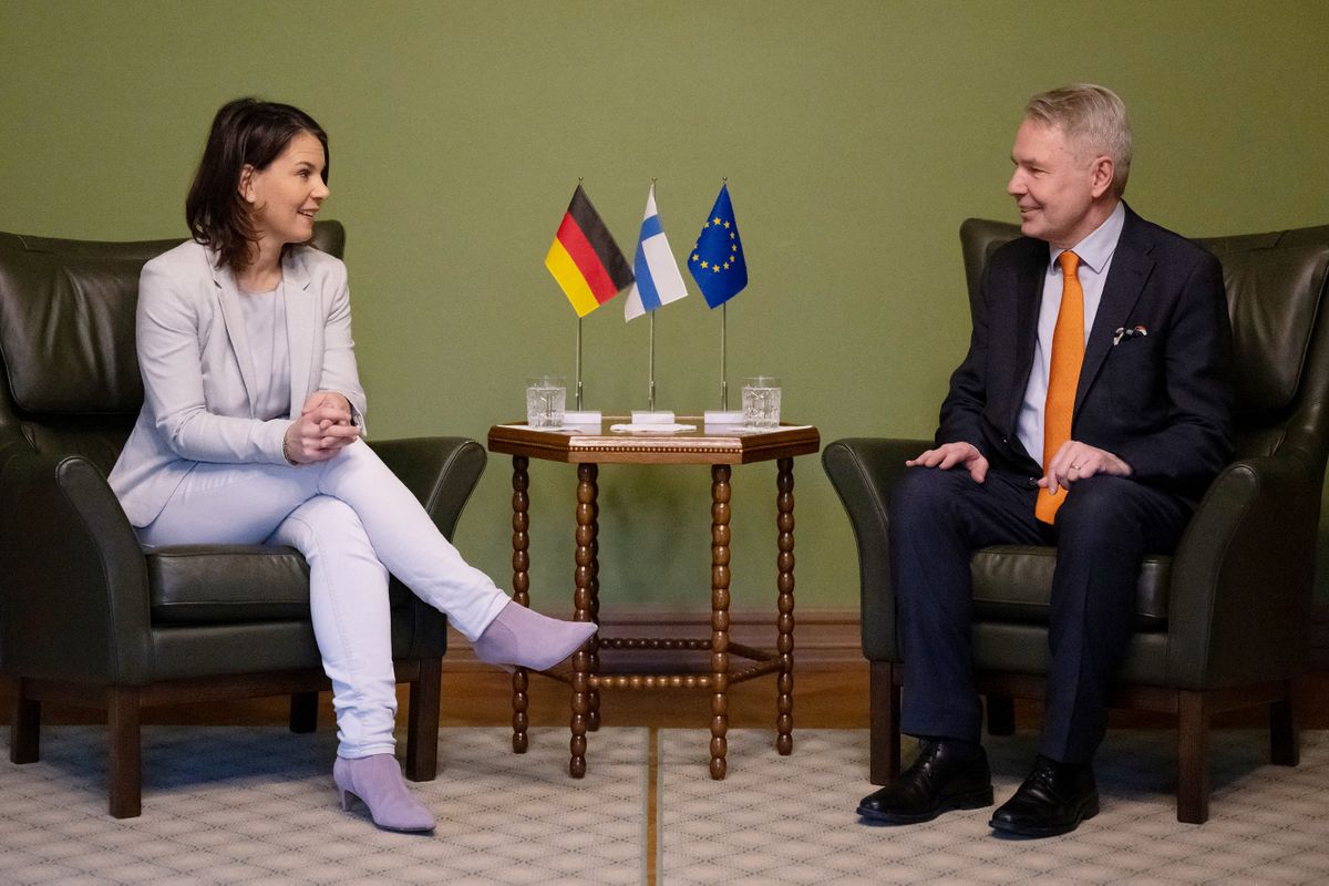 13 February 2023, Finland, Helsinki: German Foreign Minister Annalena Baerbock met with her Finnish counterpart Pekka Haavisto in Helsinki.