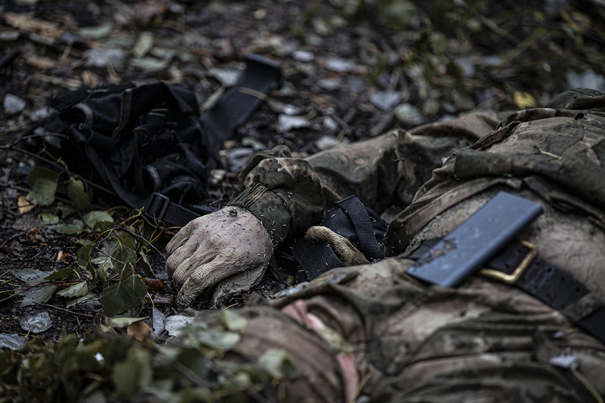 Russia-Ukraine war
BALAKLIIA, KHARKIV OBLAST, UKRAINE - SEPTEMBER 15: (EDITORS NOTE: Image depicts graphic content ) Corpse of a Russian soldier, died in conflicts within Russia-Ukraine war, on September 15, 2022 in Balakliia, Kharkiv Oblast, Ukraine. Russian Forces withdrew from Balakliia as Russia-Ukraine war continues. (Photo by Metin Aktas/Anadolu Agency via Getty Images)