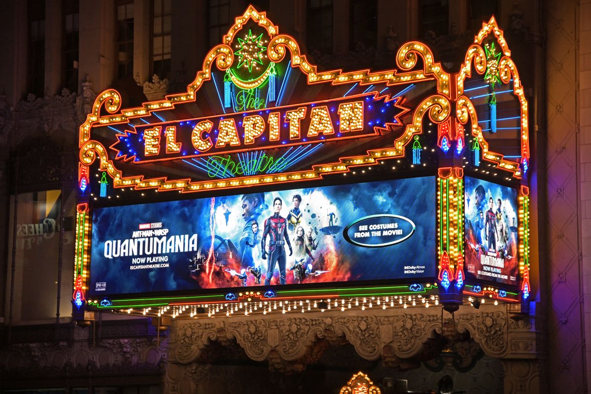 LOS ANGELES, CALIFORNIA - FEBRUARY 17: A general view of the marquee during the Nerdist fan event for Marvel Studios' "Ant-Man And The Wasp: Quantumania" at El Capitan Theatre on February 17, 2023 in Los Angeles, California. 