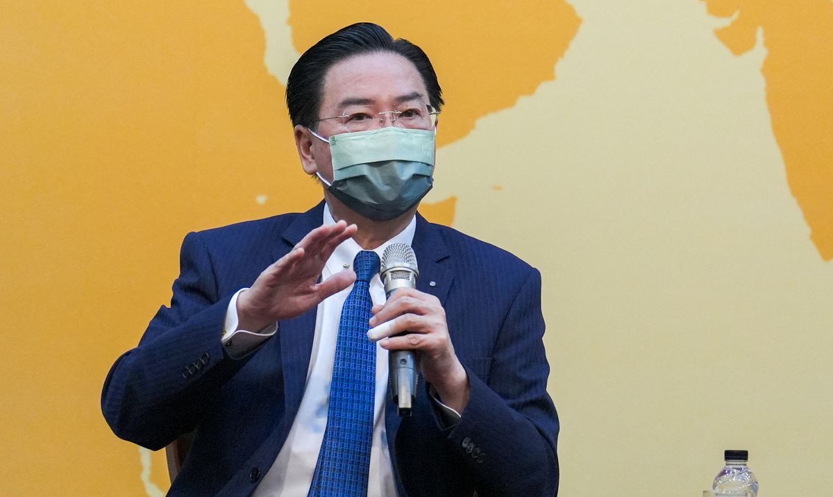 TAIPEI, TAIWAN - FEBRUARY 18: Joseph Wu, Taiwan’s Foreign minister answering the press questions during the Pray for TURKIYE and SYRIA Press Conference Taiwan held by the Taiwanese foreign affairs ministry. Taipei, Taiwan, February 18, 2023. Walid Berrazeg / Anadolu Agenc