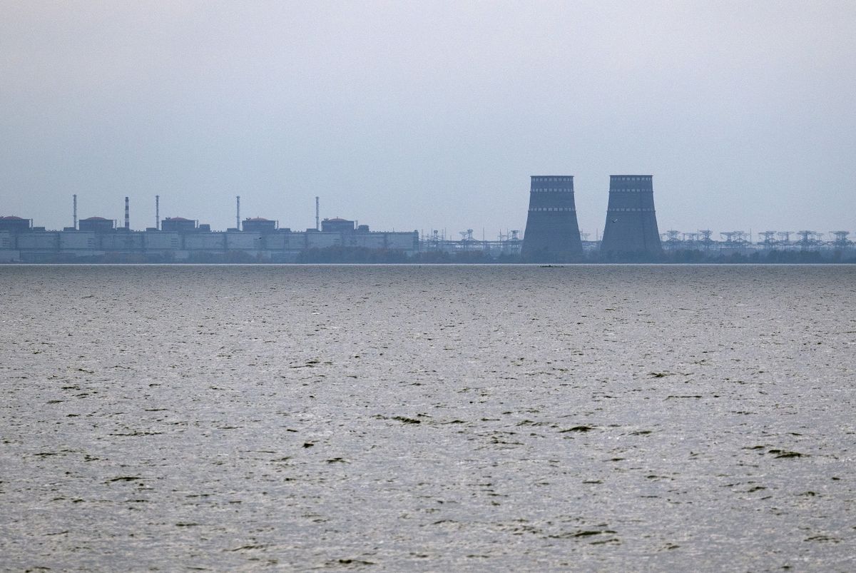 PRYDNIPROVSKE, UKRAINE - OCTOBER 29: Zaporizhzhia Nuclear Power Plant, Europe's largest nuclear power station and currently held by Russian occupying forces, is pictured on October 29, 2022 from Prydniprovske in Dnipropetrovsk oblast, Ukraine. Ukrainian forces have reportedly carried out a large-scale drone attack on Russia's Black Sea Fleet in the Crimean port city of Sevastopol according to Russian officials. Russia has accused British troops of involvement in the attack, the allegation has been denied by Britain's Ministry of Defence. 