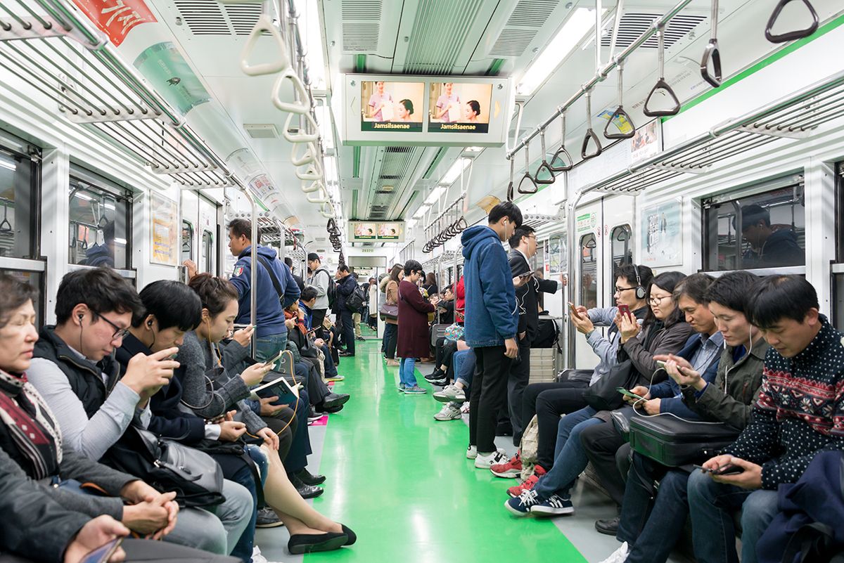 Seoul,,South,Korea,-,November,7,,2017,:inside,View,Of Seoul, South Korea - November 7, 2017 :Inside view of Metropolitan Subway in Seoul, one of the most heavily used underground systems in the world at Seoul, South Korea.