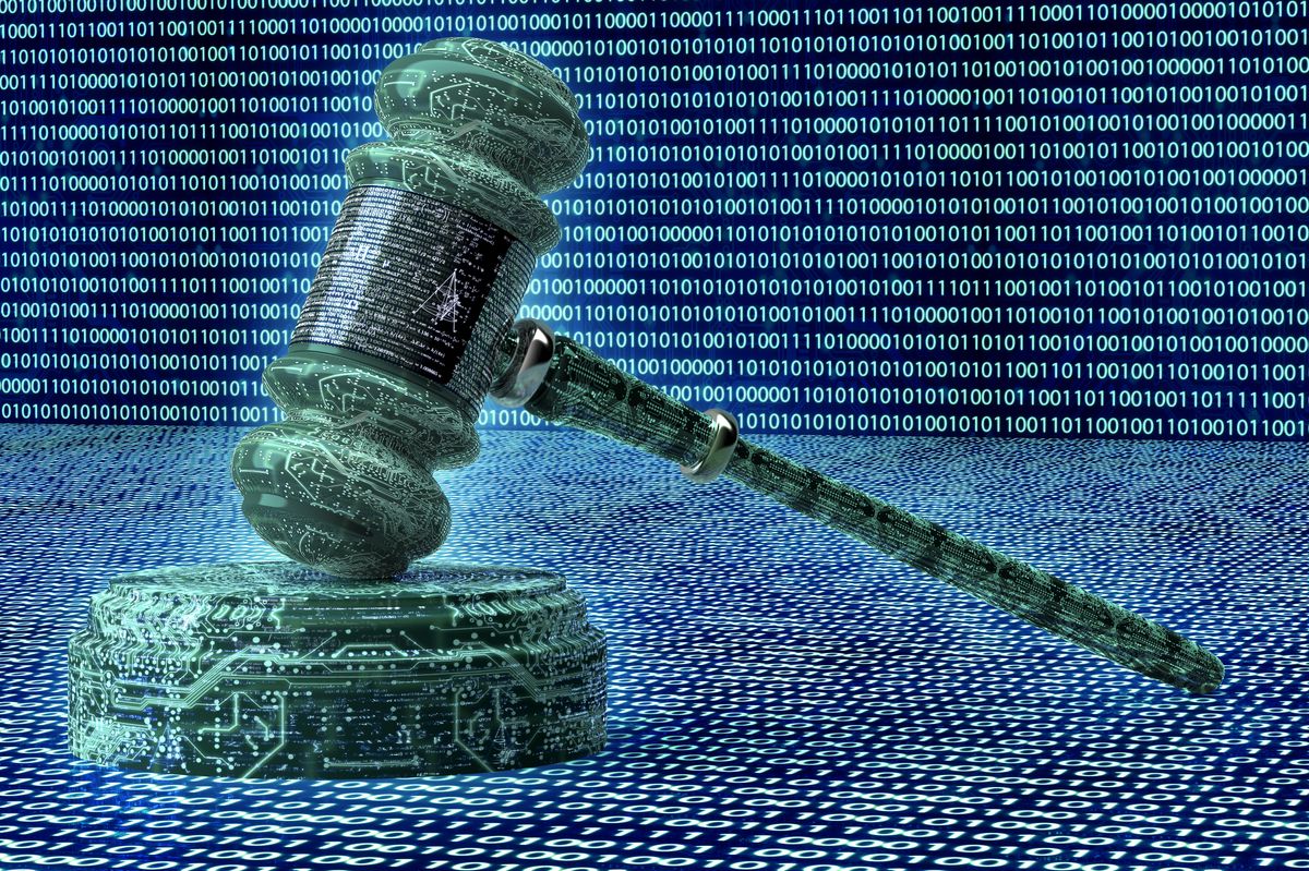 Legal,Computer,Judge,Concept,,Cyber,Gavel,3d,Illustration