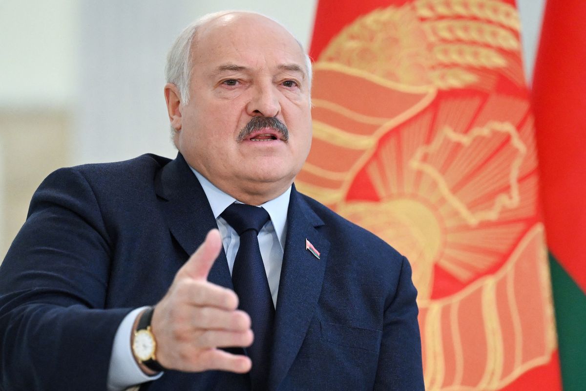 Belarus' President Alexander Lukashenko speaks as he meets with foreign media at his residence, the Independence Palace, in the capital Minsk on February 16, 2023.
Lukasenka Fehéroroszország fehérorosz 
