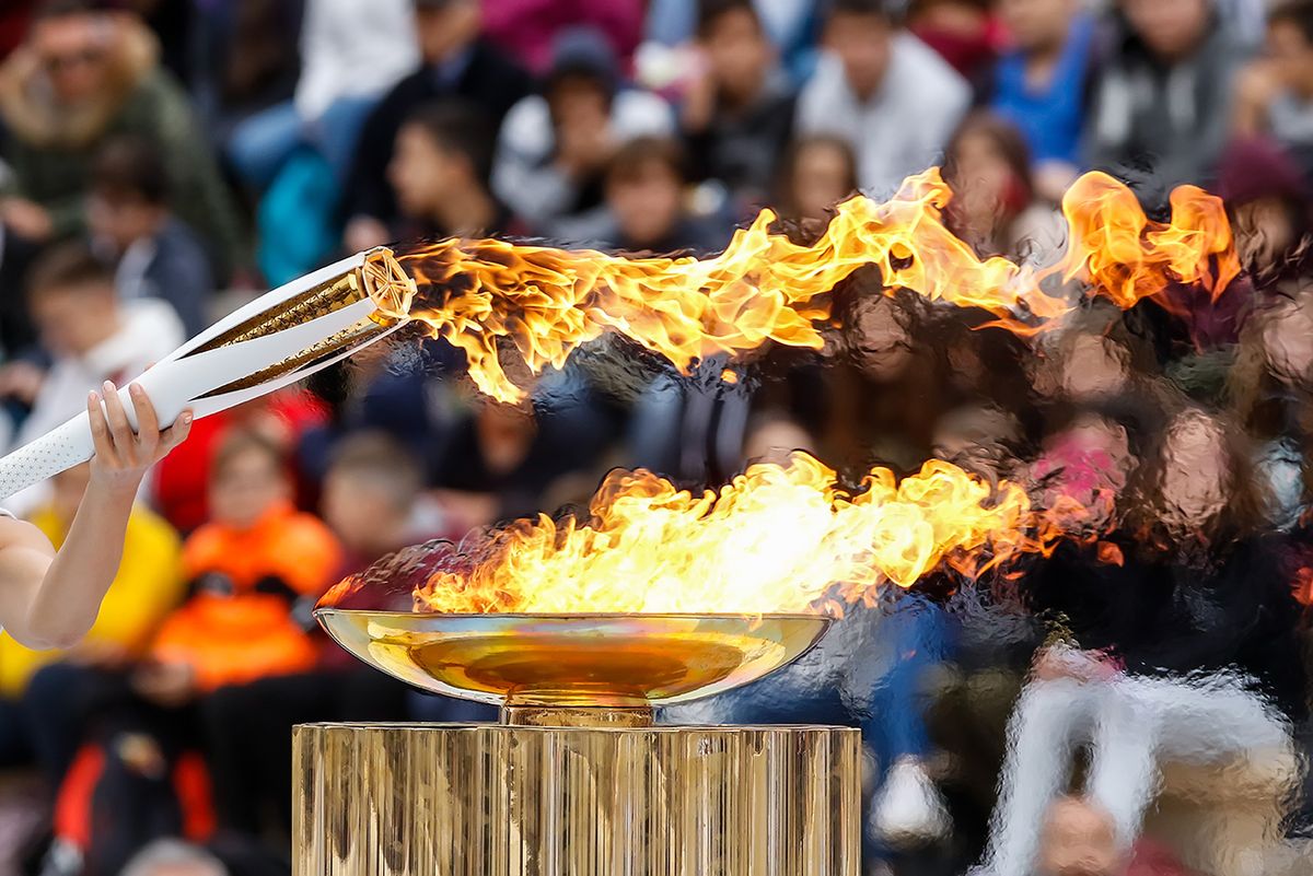Athens,,Greece,-,Oct,31,2017:,The,Olympic,Flame,Was,Handed
Athens, Greece - Oct 31,2017: The Olympic flame was handed to organizers of the Pyeongchang (South Korean) Winter Olympics Feb. 9-25, 2018. the ceremony was held in Panathenaic Kallimarmaro Stadium