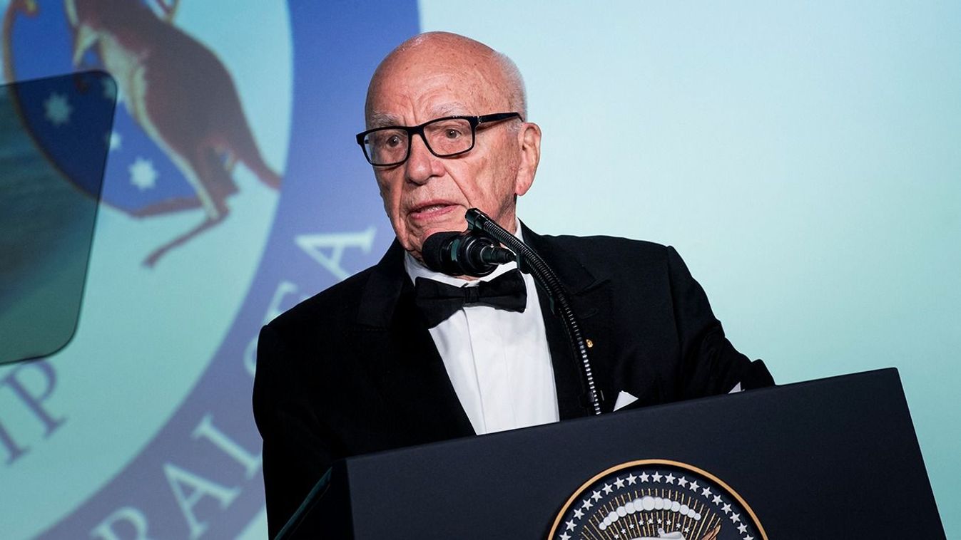 Donald Trump meets Australian Prime Minister on USS Intrepid aircraft carrier Rupert Murdoch, Executive Chairman of News Corp, speaks during a dinner to commemorate the 75th anniversary of the Battle of the Coral Sea during WWII onboard the Intrepid Sea, Air and Space Museum May 4, 2017 in New York, New York. (Photo by Brendan Smialowski / AFP)