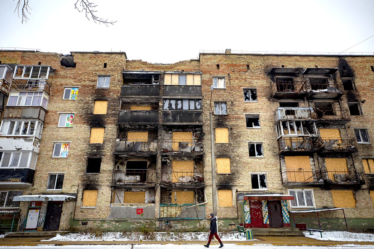 Views from Ukraine's war-torn Irpin
KYIV, UKRAINE - DECEMBER 13: A view of damaged buildings in Irpin, Kyiv, Ukraine on December 13, 2022. Mustafa Ciftci / Anadolu Agency (Photo by Mustafa Ciftci / ANADOLU AGENCY / Anadolu Agency via AFP)