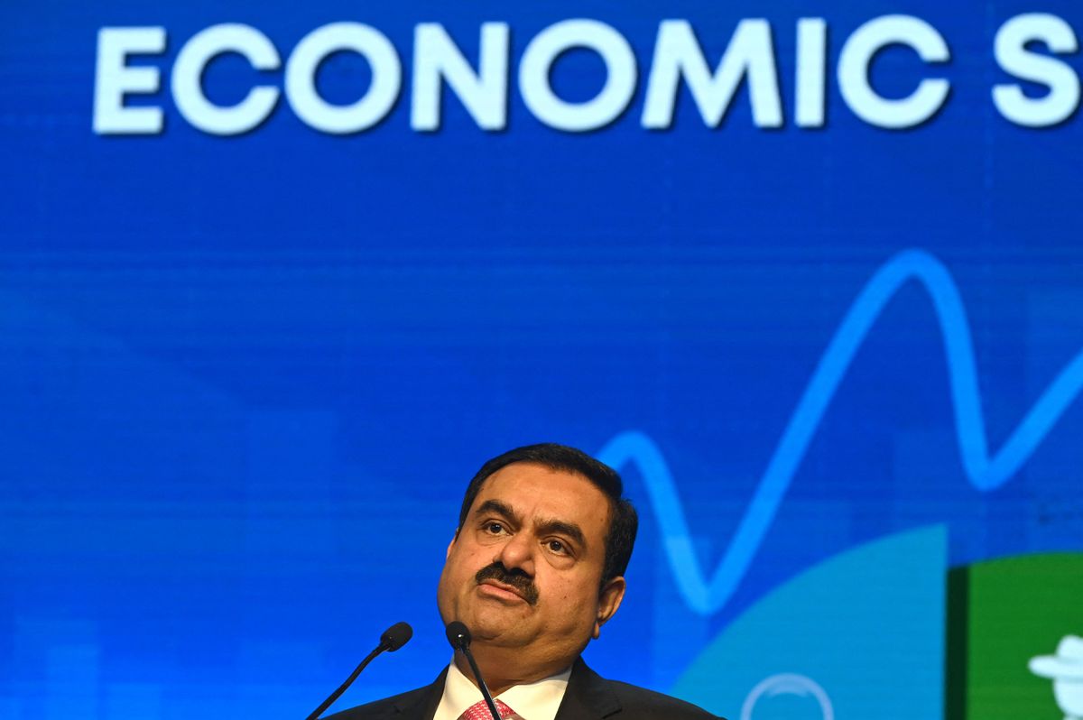 (FILES) In this file photo taken on November 19, 2022, Chairperson of Indian conglomerate Adani Group, Gautam Adani, speaks at the World Congress of Accountants in Mumbai. - Trading in the business empire of Asia's richest man Gautam Adani was halted on January 27, 2023 following a 15 percent plunge in its share price, days after a US investment firm claimed it had committed "brazen" corporate fraud