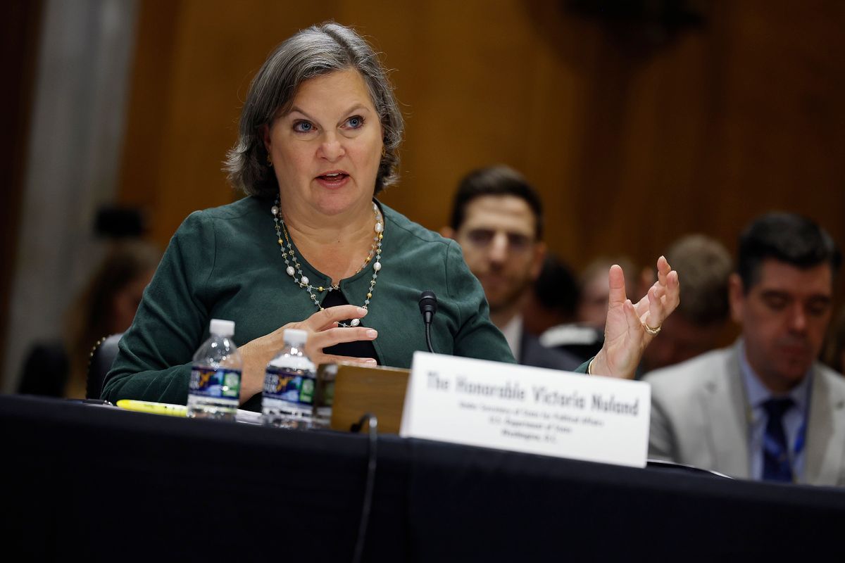 WASHINGTON, DC - JANUARY 26: Undersecretary of State for Political Affairs Victoria Nuland testifies before the Senate Foreign Relations Committee in the Dirksen Senate Office Building on Capitol Hill on January 26, 2023 in Washington, DC. During the hearing, titled "Countering Russian Aggression: Ukraine and Beyond," Senators questioned Biden Administration officials about the decision to send tanks, impose new sanctions and other efforts by the U.S. government to aid in the defense of Ukraine against Russia.